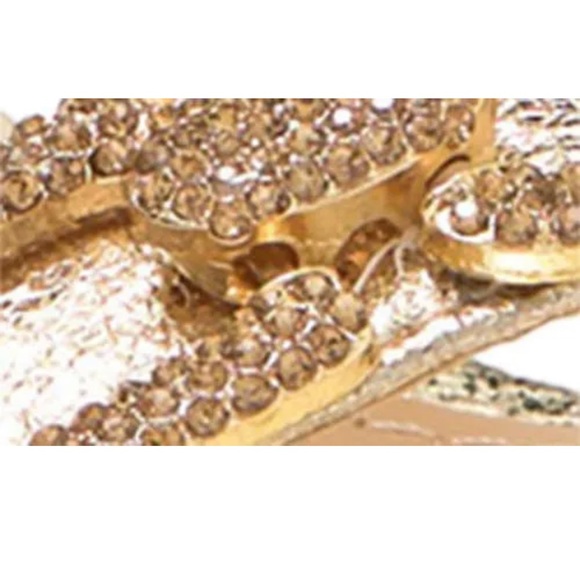 LAUREN LORRAINE GOLD RHINESTONES OPEN CHAIN ANKLE STRAP WOMEN SANDALS SIZE 5.5 M - Picture 5 of 13